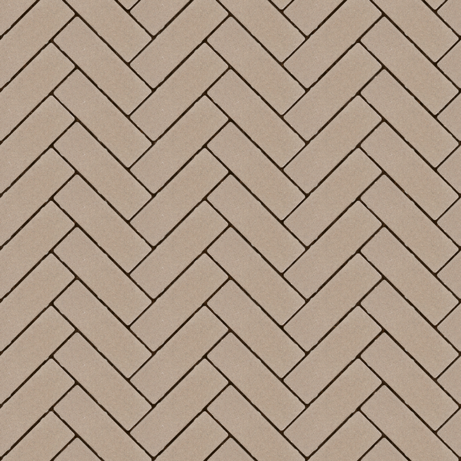 Straatbeeld met geel/bruine betonstenen gelegd in een keperverband. De stenen hebben een egale kleur en een fijne textuur, geschikt voor een strakke en moderne bestrating.