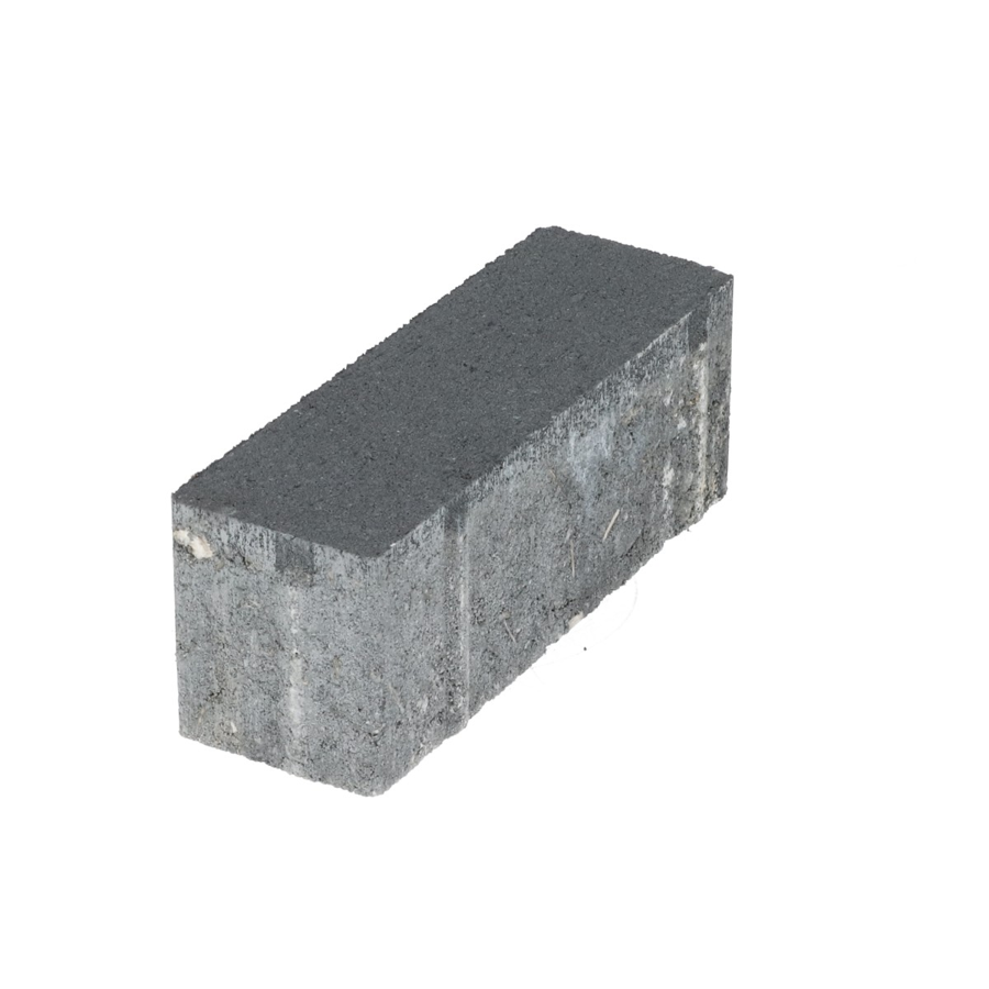 Boven zijaanzicht van een betonstraatsteen met een antraciete kleur en natuursteenlook, rechthoekig van vorm, met een licht ruwe textuur. De afbeelding toont de steen in een neutrale belichting, geschikt voor gebruik in bestrating.