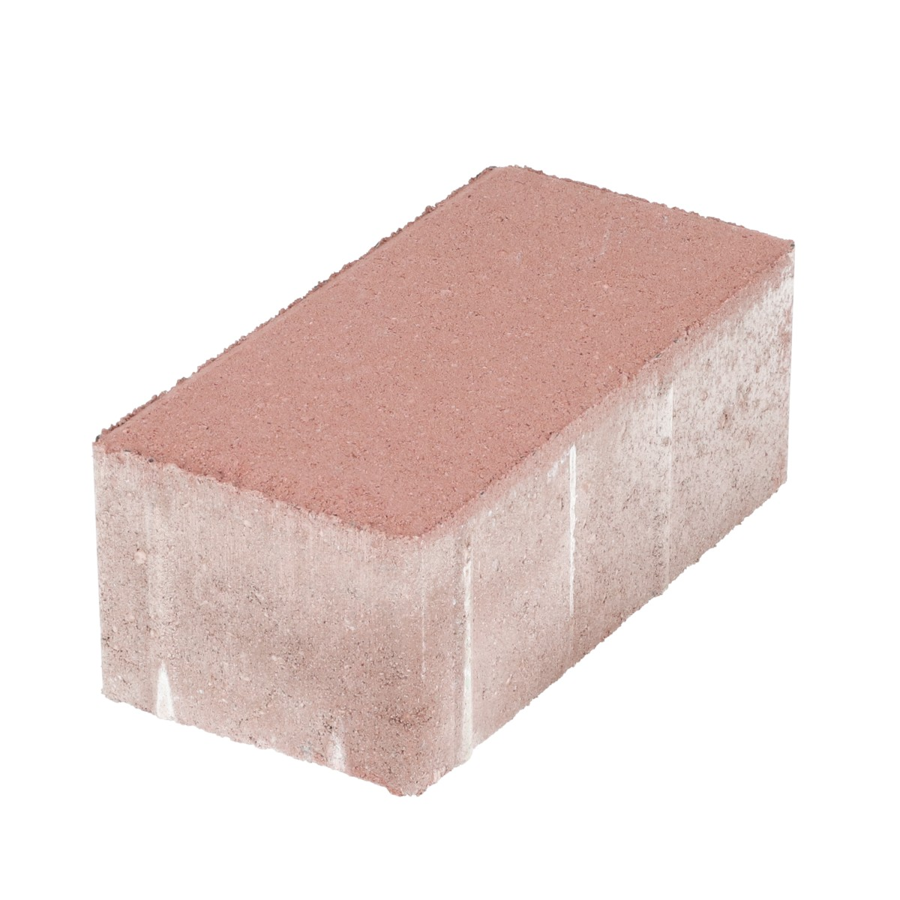 Boven zijaanzicht van een rode betonstraatsteen met een robuuste uitstraling en een fijne structuur, geschikt voor diverse bestratingstoepassingen.
