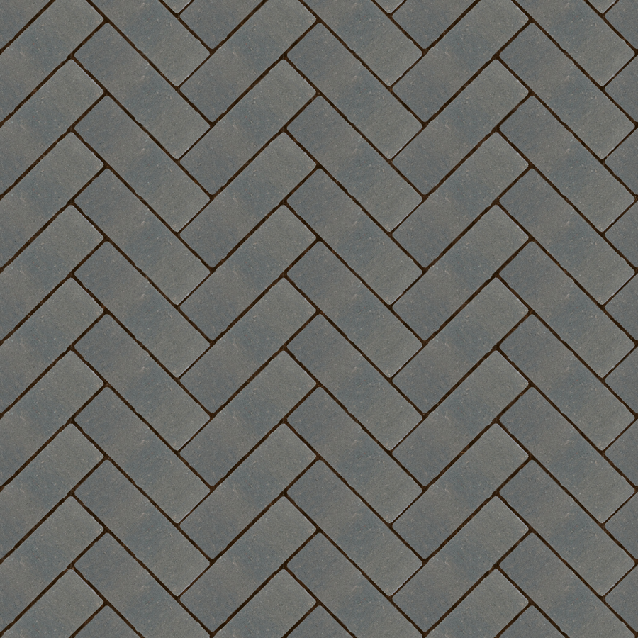 Straatbeeld met antraciete betonstenen gelegd in een keperverband. De stenen hebben genuanceerde kleuren en een fijne textuur, geschikt voor een strakke en moderne bestrating.