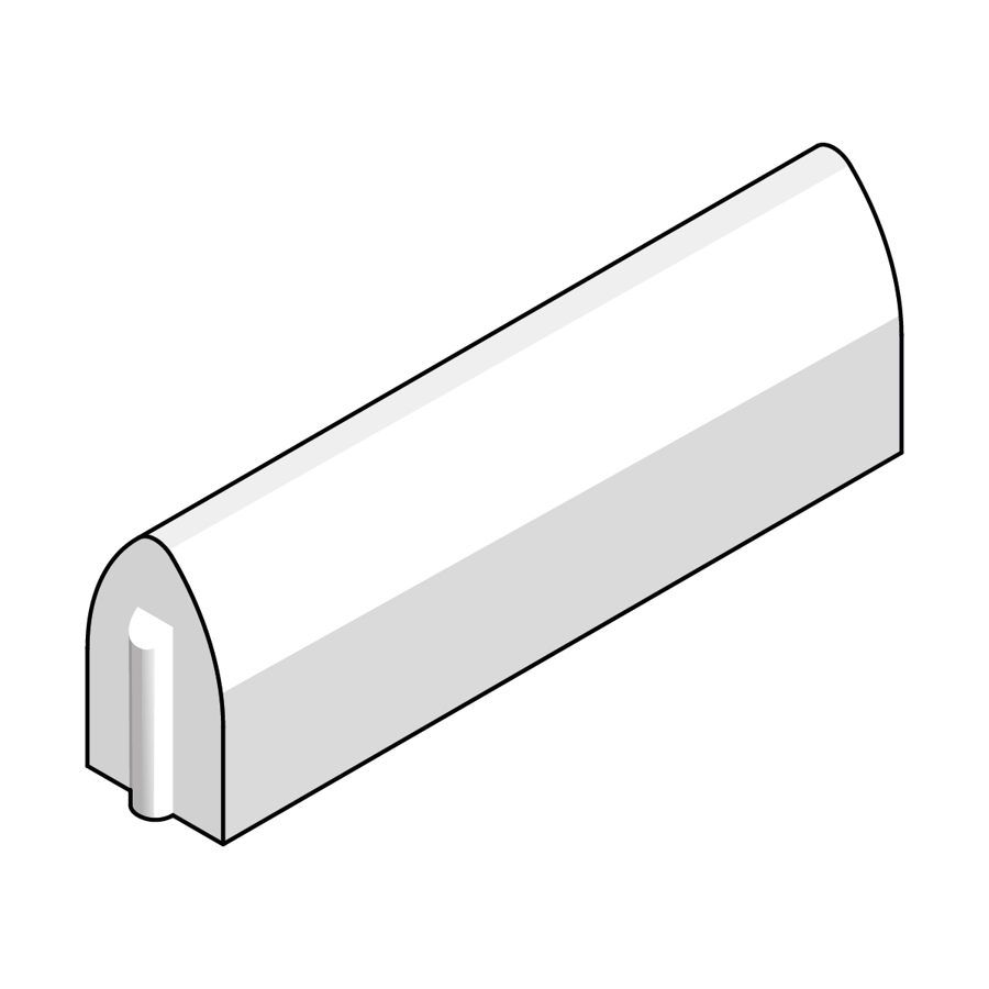 Afgeronde betonnen gazonoband, ideaal voor een veilige en nette overgang tussen bestrating en gazon in de openbare ruimte.