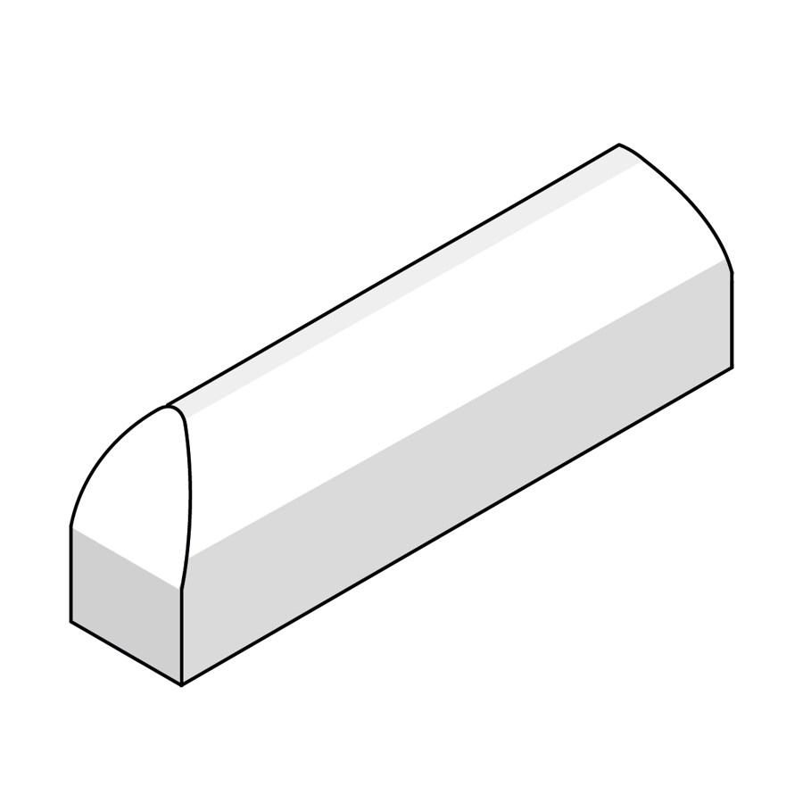 Afgeronde betonnen gazonoband, ideaal voor een veilige en nette overgang tussen bestrating en gazon in de openbare ruimte.